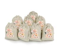 Flamingos Head With Floral Reusable Drawstring Bags 8 Pcs Jewellery Favour Pouch Christmas Halloween Candy