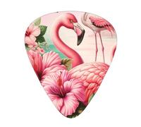 Flamingos-Hibiscus 12 Pack Guitar Picks With 3 Thicknesses And Storage Box, Abs Plectrums For Electric Bass Guitar Players