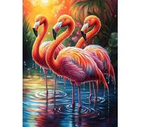 Flamingos in A Lotus Pond 500 Piece Complete DIY Jigsaw Puzzle Wildlife Pet Collectors Mind Relaxation Educational Decorative Puzzle Gifts for Adults Sturdy Thick Cardboard 500 PCS