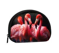 Flamingos in Black Background Coin Purse Personalized Coin Bag for Women Men Change Purse Small Wallets with Zipper Mini Shell Coin Pouch Outdoor Shopping Change Storage Bag Handbags Gifts