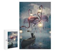 Flamingos in The Rain Displayable Picture Puzzle, 1000 PCS - Birthday Gift, with A Decorative Finished Picture