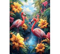 Flamingos in Tropical Pond 1000 Piece Complete Premium Jigsaw Puzzle Collectors Mind Relaxation Educational Decorative Puzzle Gifts for Adults Premium Cardboard 1000 PCS