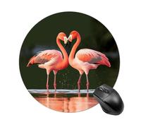 Flamingos Kiss in The Lake Mouse Pad Round Mouse Mat with Non-Slip Rubber Base, Washable Desktop Protection Mat for Home Office Decor Desk Accessories, 7.8inch