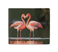 Flamingos Kiss in The Lake Wallets for Women Men Leather Small Credit Card Wallet Slim Purse Bifold Wallet Card Holder Wallet, white, One size, Casual, White, One size, Casual