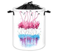 Flamingos Laundry Hampers With Drawstring Tropical Love Birds Laundry Baskets For Bathroom Feather Portable Clothes Storage Organizer Basket Romance Brushstroke Splash W 44 L 44 Cm