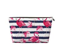 Flamingos Makeup Bag, Cosmetic Bags Travel Toiletry Bag Make Up Bag for Women, Leather Makeup Bag Organizer, Cute Makeup Pouch Gold