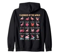 Flamingos of the World Species Chart Bird Educational Art Zip Hoodie