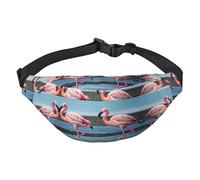 flamingos on the beach Adjustable Belt Hip Bum Bag Fashion Water Resistant Hiking Waist Bag for Traveling Casual Running Hiking Cycling, Black, One Size
