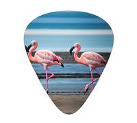 flamingos on the beach Print 12 Pcs Guitar Picks Fit Lovers 3 Different Thickness 0.46 0.71 0.96mm