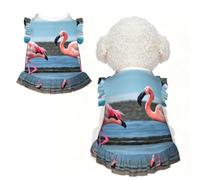flamingos on the beach Print Pet Breathable T-Shirt Skirt XL