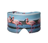Flamingos on The Beach Print Sleep Eye and Ear Muffs Mask - Adjustable Yoga Travel Headband, Keep Warm Shading Comfortable Aid