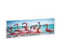 Flamingos on the Beach -Rectangular Acrylic Table Signs - Clear Custom Nameplates For Office Desk, Restaurant, Events - Smooth Edge Professional Signage.
