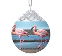 Flamingos On The Beach Xmas Home Decorations Ornaments, Hanging Christmas Tree Gift Pendant For Holiday Cheer