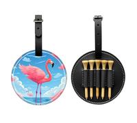Flamingos on The Water Black Golf tee Storage Bag, Multifunctional Golf tee Storage Bag for Men, Durable PU Material