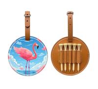Flamingos on The Water Brown Golf tee Storage Bag, Multifunctional Golf tee Storage Bag for Men, Durable PU Material