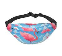 Flamingos on the water Large Fashion Crossbody Waist Bag, Travel Casual Boys Waist Bag, Suitable for Sports, Running, Cycling, Traveling, Fishing