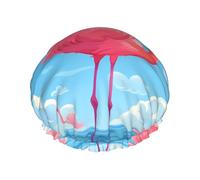 Flamingos on the water Printed shower cap, reusable, specially designed for women's long hair, double-layer structure, suitable for bathing.