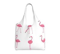 Flamingos On White Aesthetic Tote Bag For Girls : With Full-Page Printing For Women Lady Canvas Polyester Tote Bag
