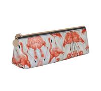 Flamingos On White Fashion Pencil Case Triangular Pen Case with Zipper Pen Box for Holiday Students Office
