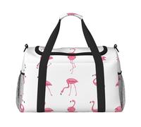 Flamingos on white Hand Travel Bag - Large Reusable Shopping Tote Bag, Perfect for Outdoor Activities, Sports, Camping & Groceries, Black, One Size
