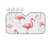 Flamingos on white Print Car Windshield Sun Shade for Car Truck SUVs, Aluminum Foil Auto Front Window Sun Visor Sun Heat Protection Sunshade with 2 holes, S