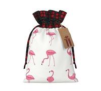 Flamingos On White Print Christmas Wrapping Bags Xmas Drawstring With Gift Bags Christmas Presents & Party