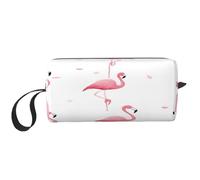 (Flamingos on White) Print Compact Travel Pouch - Lightweight Handheld Organizer, 600d Oxford Fabric & Foam Padding, Gym Essentials