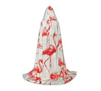 Flamingos On White Print Hooded Cloak for Women Men Robes Medieval Costume Cape for Halloween Masquerade Cosplay, Black, S