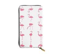 Flamingos on white Print Leather Long Clutch Wallet â€“ Fashionable Personalized Wallet, Multiple Card Slots, Gift Ready, Black, One Size
