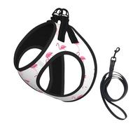 Flamingos on White Print Pet Leash Vest Soft Adjustable Step in Puppy Vest Outdoor Walking with Leash