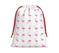 Flamingos On White Print Present Bag, Reusable Organizer For Holiday Celebrations, Xmas Party Favors