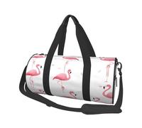 (Flamingos on White) Print Round Large Travel Bag - Multi-Compartment Organizer Lightweight for Trips & Sports