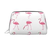 Flamingos on White Printed Zippered Toiletry Bag, Wide Open Storage Case for Personal Care Items and Cosmetics