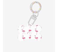 Flamingos On White Printing Bone Shaped Dog Tag Pet Id Tags,Acrylic Dog Tags Cat Tags with Ring for Dog Cat,Pendant Crafts