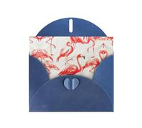 Flamingos On White Printing Horizontal Love Buckle Pearl Paper Holiday Greeting Card With Envelopes For Friends, Family