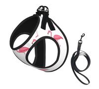 Flamingos On White Small Pet Harness Vest - Full Print Design, Adjustable and Reflective for Safety, Suitable for Small Cats and Dogs Pet leash vest