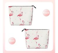 Flamingos On White - Themed Makeup Bag - Waterproof Hemp Cosmetic Pouch for Travel, Daily Use & Gifts (9.5x6.7x2in)