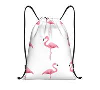 Flamingos On White Title: Lightweight Drawstring Duffel Bag â€“ Water-Resistant Foldable Gym Sack with Adjustable Shoulder Strap, Ideal for Sports, Yoga, Travel and School