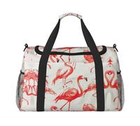 Flamingos On White Travel Duffel Bag Large Foldable Waterproof Overnight Bag Beach Swim Bags Pool Sports Gym