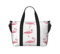 (Flamingos On White) Waterproof Lightweight Hand Travel Bag - Large Carry-On for 3-5 Day Trips | Air Travel, Sports, Weekend Use | Men & Women (1-Pack)