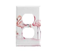 Flamingos Outlet Cover, American Standard Wall Plate with Screws - Heat & Impact Resistant Stainless Steel, 1-Gang Duplex Socket Cover for Home Decor