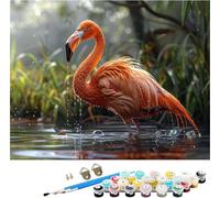 Flamingos Paint by Numbers for Adults, Paint by Numbers Kits Plant on Canvas for Beginner, DIY Canvas Oil Painting Kit with Acrylic Pigment and Brushes, Home Wall Decor, Gifts for Women 16x20in Z-5783