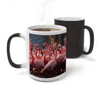 Flamingos Partying Ceramic Color Changing Mug Heat Transforming Activated Mug 11 Oz Heat Changing Sensitive Tea Cup Magic Novelty Coffee Cup Drinkware Home Kitchen Gift