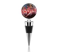 Flamingos Partying Wine Stopper Zinc Alloy Beverage Bottle Stopper Reusable Leak Proof Wine Cork Cute Champagne Saver Decorative Bottle Sealer Plug Gift for Men Women