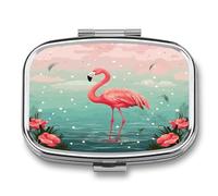 Flamingos Pill Box Medicine Pill Organizer Small Pill Case Travel Pill Container Portable Pill Case for Pocket 2 Compartment Pill Holder Pill Boxes for Travel