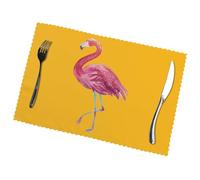 Flamingos Placemats For Dining Table Set Of 6 - Thick Polyester Fiber, Heat-Resistant, Customizable Design, Perfect For Home & Hotel Decor