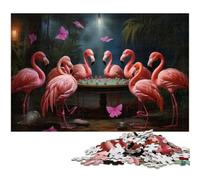Flamingos Playing Poker 1000 Piece Jigsaw Puzzle Wooden Puzzles Brain Challenge, for Teenagers & Home Decor 50x75CM/19.68x29.52inch