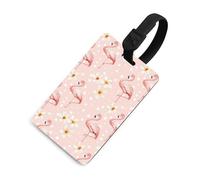 Flamingos Plumeria Polka Dots Luggage Tags for Suitcases Handbag Tag Labels Travel Accessories Privacy Cover ID Label
