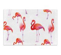 Flamingos Poses White Pink Adult Puzzles Jigsaw 500 Pieces White Elephant Fun Puzzle for Adults Toy Game Artwork, 20.5x14.9 Inch