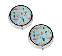 Flamingos Print Pill Box 3 Compartment Medicine Pill Case,Portable for Pocket Or Purse Pill Organizer Decorative Metal Medicine Vitamin Organizer Unique Gift